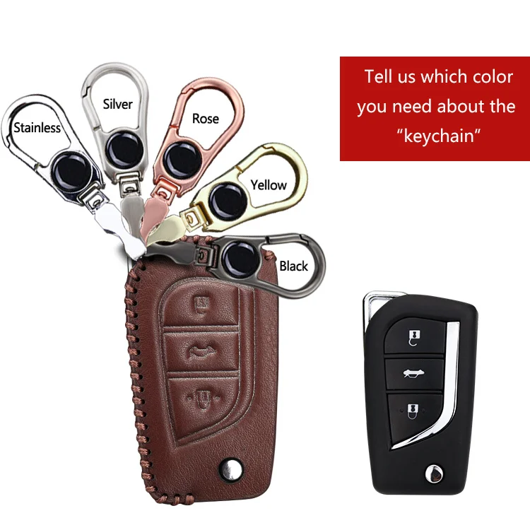 3 Button Brown Новинка! Натуральная кожа автомобиля смарт-брелок для ключей чехол для Toyota Avensis Corolla Rav4 Prius Camry Vitz для Toyota Previa RAV ключ цепочка с ракушкой - Название цвета: 3 Button Brown