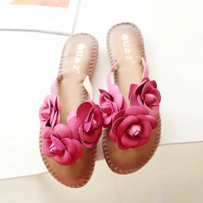 Летние женские тканевые шлепанцы с цветочным принтом сланцы цветами милые