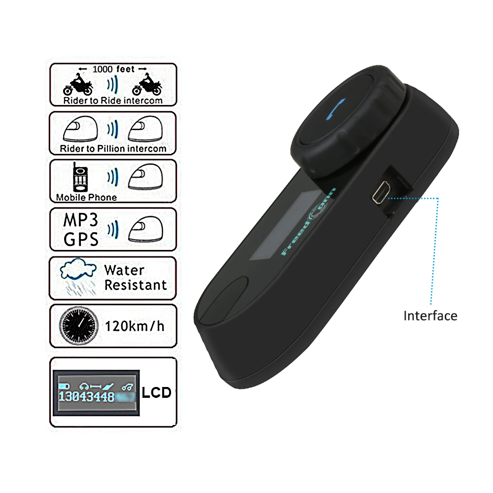 FreedConn 2 шт мотоциклетный шлем Bluetooth гарнитура для внутренней связи BT intercomunicador FM lcd для полного лица шлем
