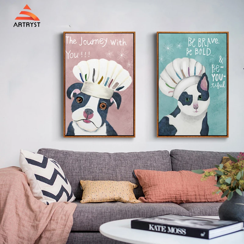 Artryst скандинавский стиль простая Картина на холсте с изображением милой собаки и