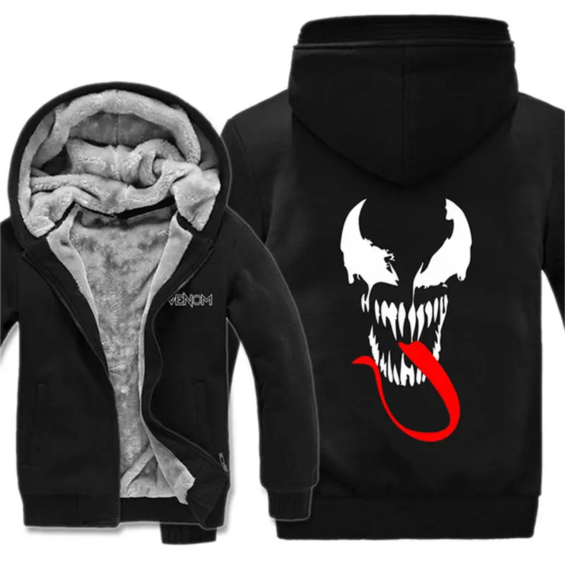 Зимние толстовки на молнии с капюшоном Venom куртки пуловеры мужские пальто