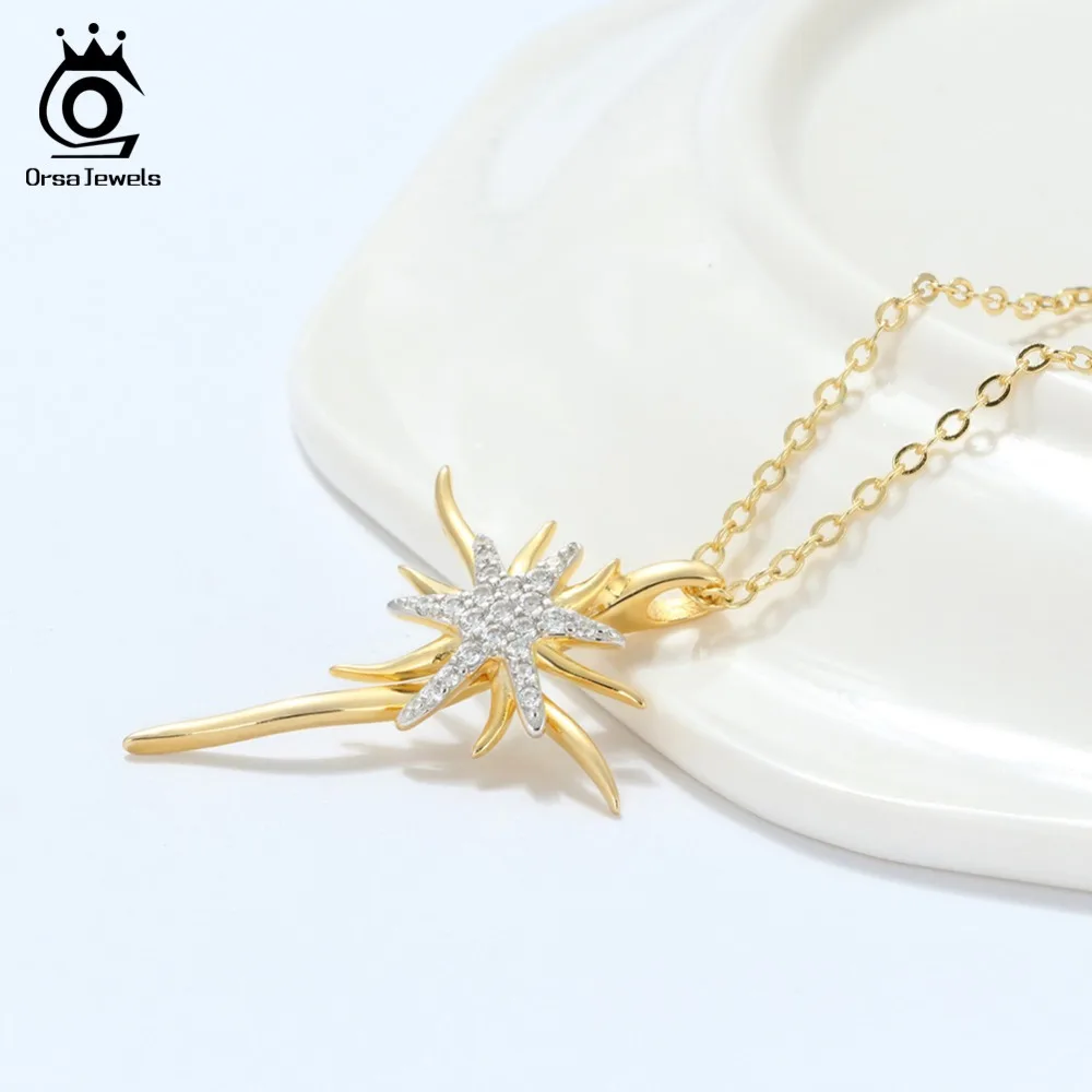 ORSA JEWELS Настоящее серебро 925 ожерелья в виде морской звезды Форма Кулоны из