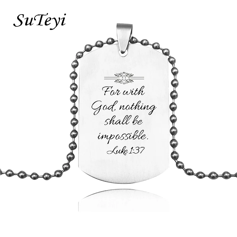 SUTEYI Иисус Библия цитата With God ничто не должно быть невозможным подвески из