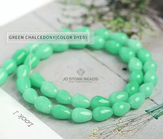 GREEN CHALCEDONY Бусины в форме капли из натурального серого агата, браслеты из натурального халцедона, золота, песка, камня, аксессуары, бусины из JD камня, бусины - Цвет: GREEN CHALCEDONY