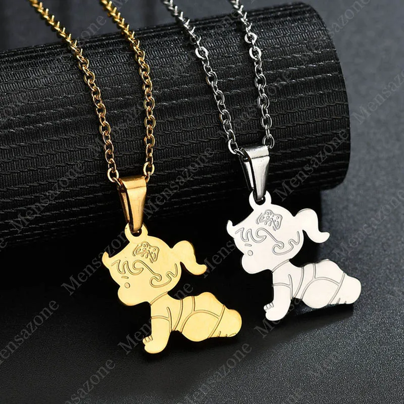 MENSAZONE High Quality Cute Baby Pendant Necklace Stainless Steel Lovely Little Girl Kids Birthday Gift | Украшения и аксессуары
