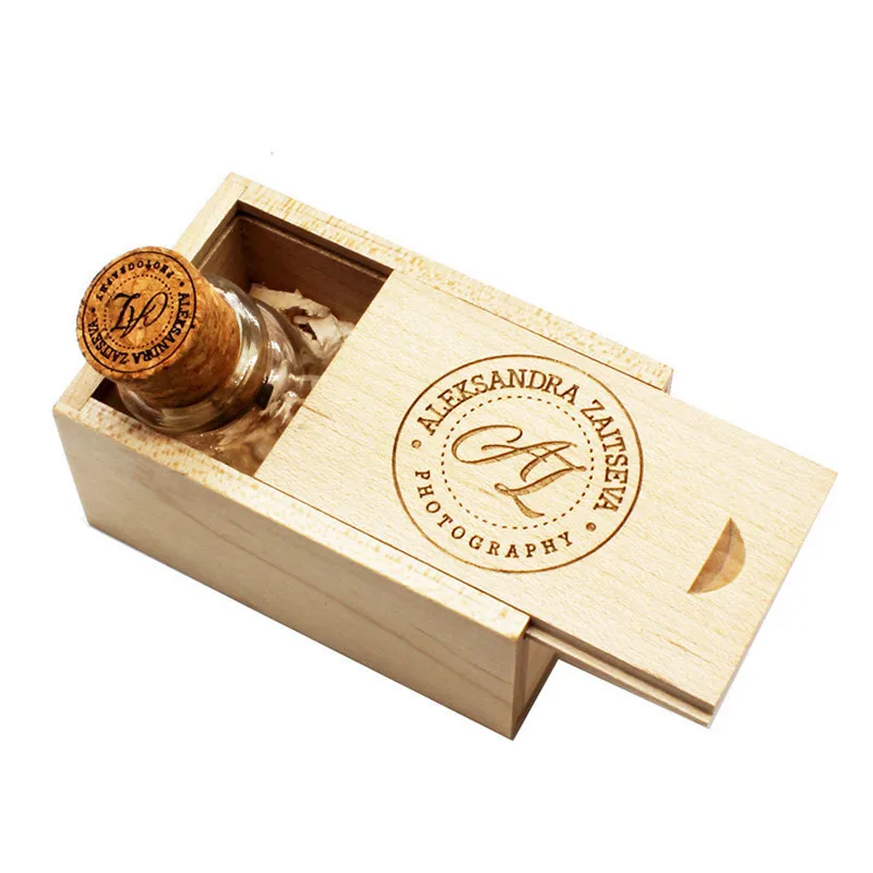 USB WITH box SHANDIAN стеклянная бутылка с пробкой USB флеш-накопитель(прозрачный) полная емкость 4 ГБ 16 ГБ 32 ГБ 64 ГБ специальный подарок для влюбленных - Цвет: USB WITH box