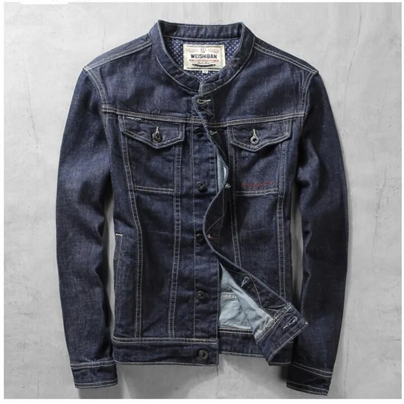 Джинсовая куртка A3323 мужская с длинным рукавом повседневная приталенная из