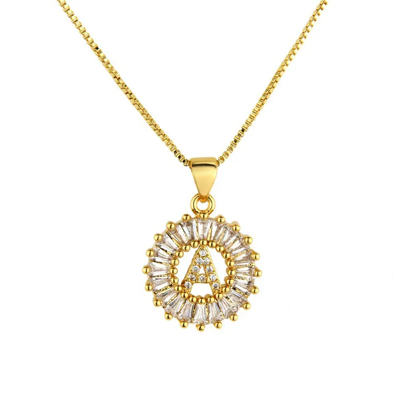 gold ROMAD 26 подвеска в виде буквы алфавита, начальная буква, ожерелье с кубическим цирконием, A-Z, Первоначальное очарование, колье, цепочка, ожерелье, женское ювелирное изделие R3 - Окраска металла: gold