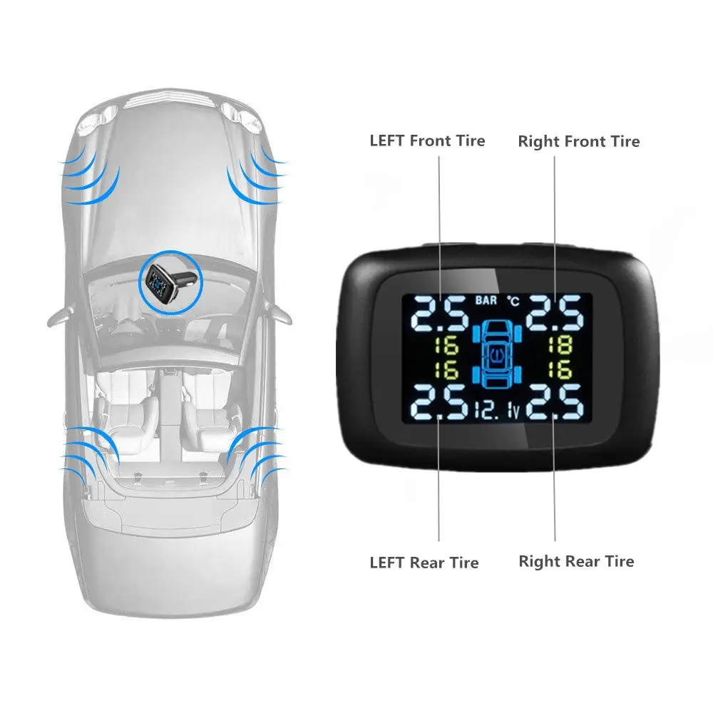 Умный автомобиль TPMS система контроля давления в шинах прикуриватель цифровой ЖК-дисплей автоматическая система охранной сигнализации s давление в шинах