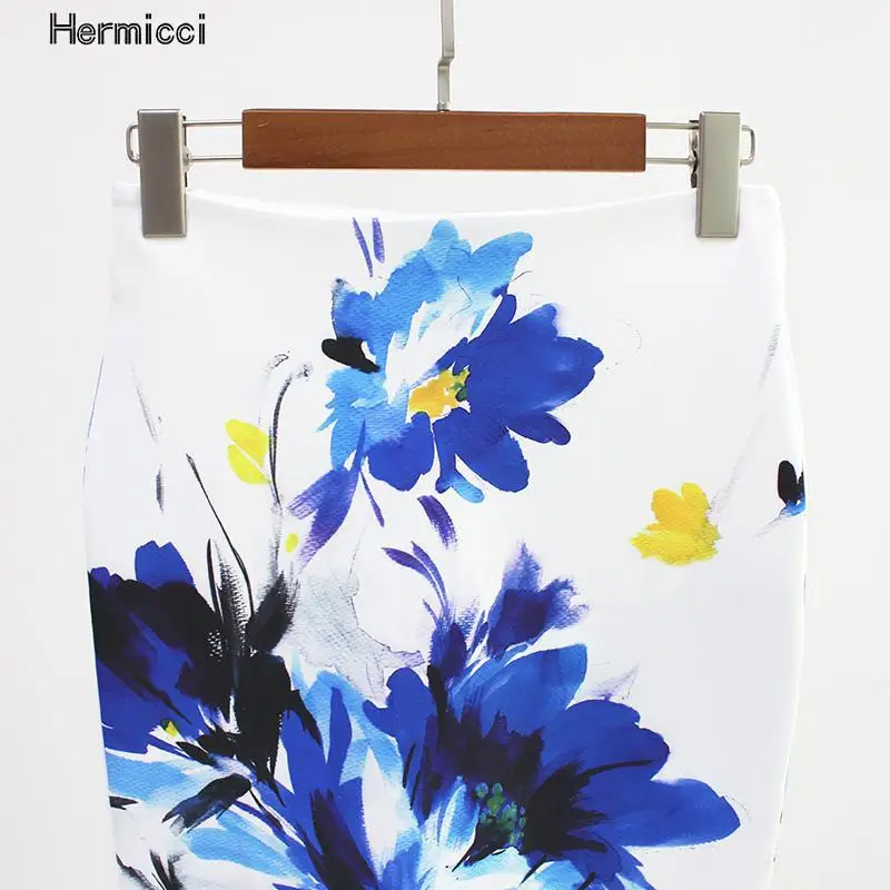 Hermicci, Женская юбка-карандаш с цветочным рисунком, Женская Осенняя зимняя эластичная облегающая юбка с разрезом сзади, винтажные Облегающие юбки с высокой талией