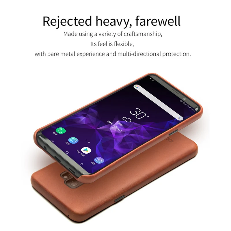 QIALINO, ультра тонкий чехол из натуральной кожи для samsung Galaxy S9, модная роскошная сумка, чехол для телефона samsung S9 Plus