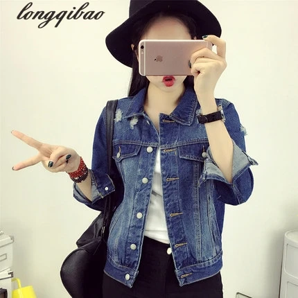 2017 весенняя и осенняя короткая Корейская версия новой джинсовой куртки с