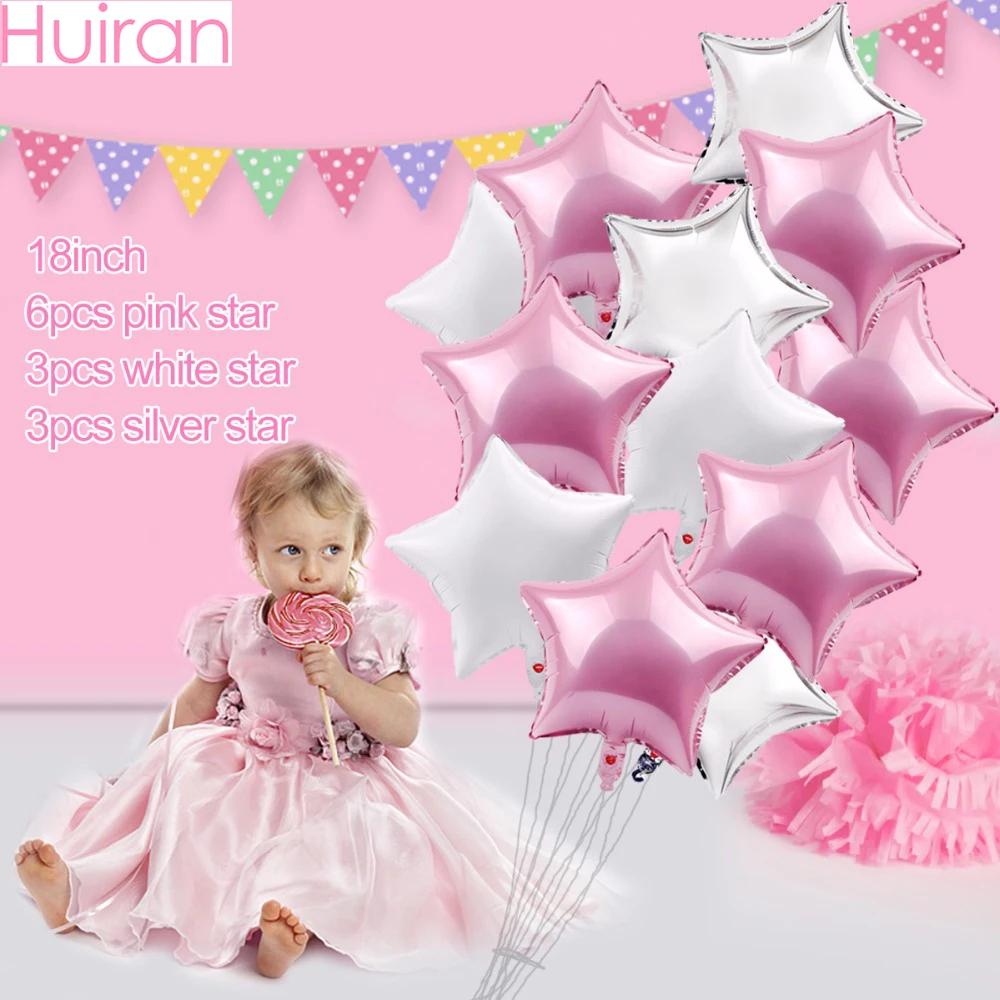 Воздушные шары HUIRAN 18 дюймов 12 шт. розовые синие звезды украшение на день рождения