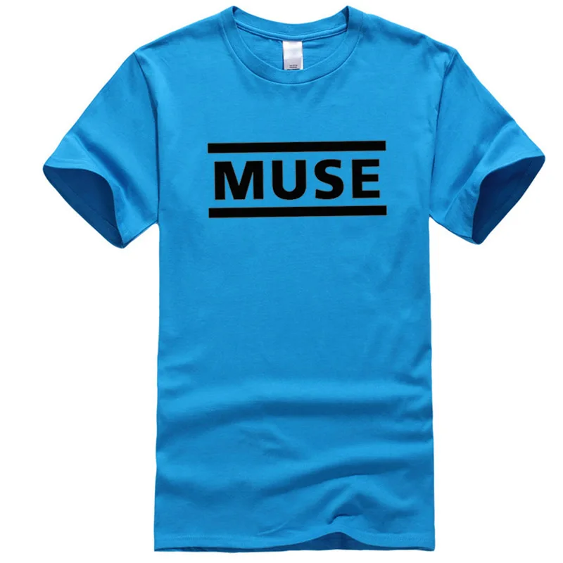 Хлопок, высокое качество, футболка с буквенным принтом, muse Rock Band, футболка с коротким рукавом и круглым вырезом, хип-хоп топы, harajuku, мужская рубашка - Цвет: Linght blue  1