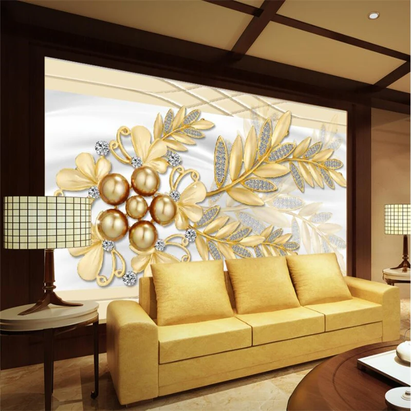 

beibehang Wallpaper custom living room bedroom imitation soft pack jewelry flowers leaves mural background home decor