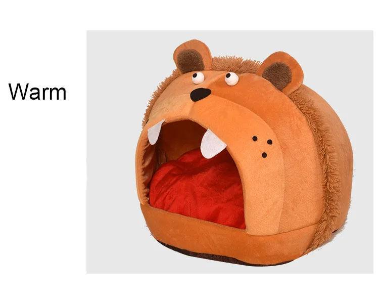 Lion Shape Cat Bed Pet House Soft Long Plush Cat Mat Dog Bed for Small Dogs Cats Nest Winter Warm Sleeping Bed Puppy Mat