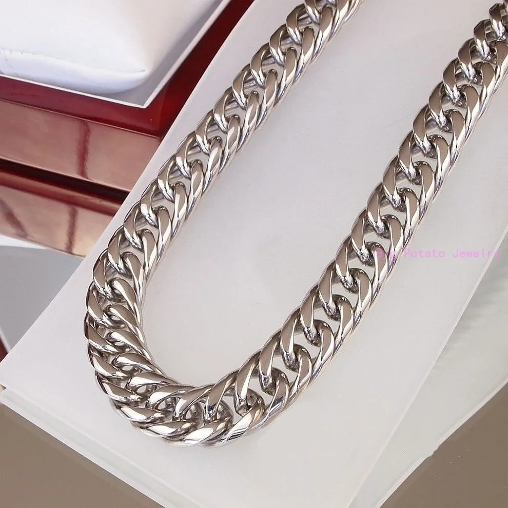 Цепь из кубинской панцирной цепи серебристая полированная цепь нержавеющей