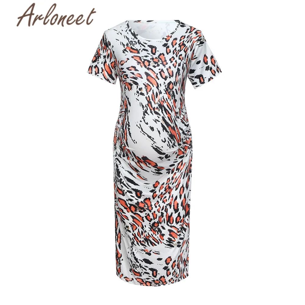 ARLONEET одежда сексуальное женское платье для беременных леопардовое Платье с