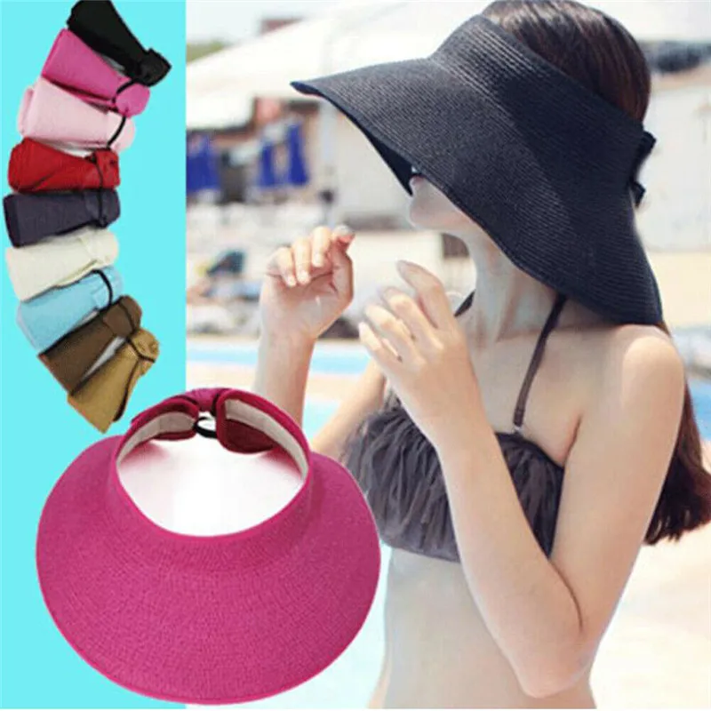 Женская пляжная шляпа с широкими полями жемчугом и защитой от