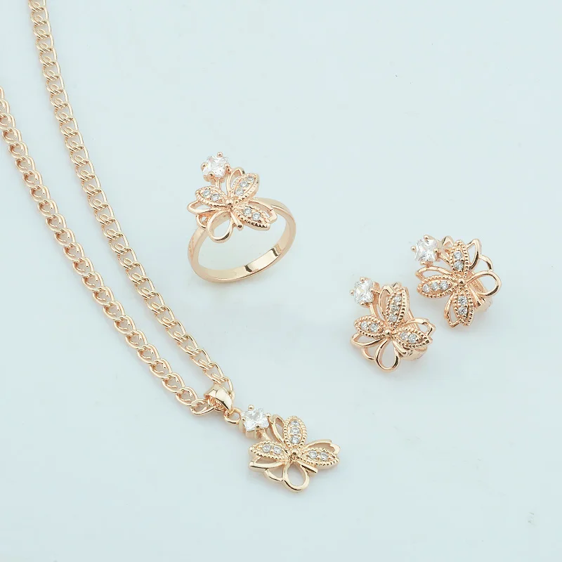 Женские Белые Каменные Украшения FJ свадебные серьги бабочки золотого цвета 585