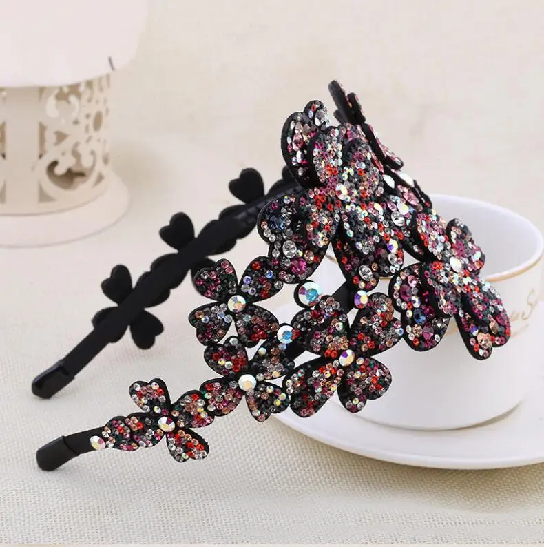 Роскошный Полный Rhinestone Женщины Hairbands Цветочный Кристалл повязки женские аксессуары для волос заколки голову обруч - Цвет: color B