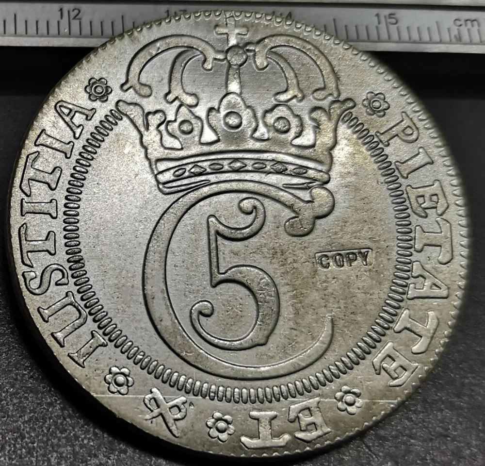 1672 Дания 4 Марка данск-Кристиан V Посеребренная копия монеты | Дом и сад