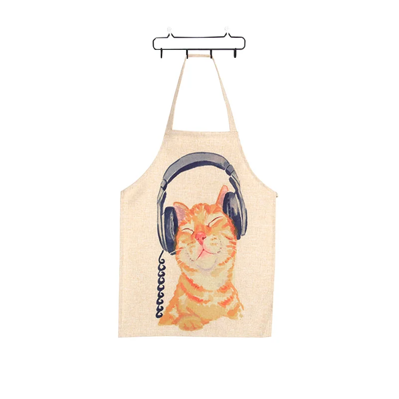 Льняной милый котенок два узора детский передник забавный инструмент для чистки