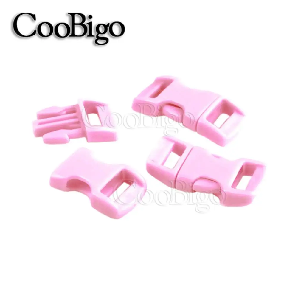 BabyPink 100 шт парашют 550 Паракорд Браслет цветной 3/" боковая пряжка изогнутый ремень для животных 10 мм лямки части для наружной сумки - Цвет: BabyPink