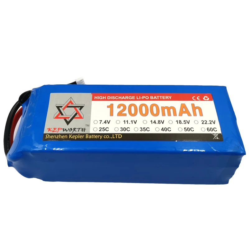 

6S 22.2V RC Lipo Battery 12000mAh 25C High Capacity For Helicopter Drone Plane Car Toy RC Li-Po Battery High Power