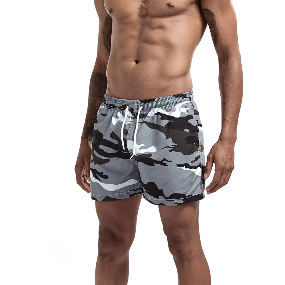 Camouflage grey Мужские спортивные шорты для бега, пляжа,, быстросохнущие шорты для плавания с карманом, мужские шорты для серфинга, гимнастическая одежда для плавания - Цвет: Camouflage grey