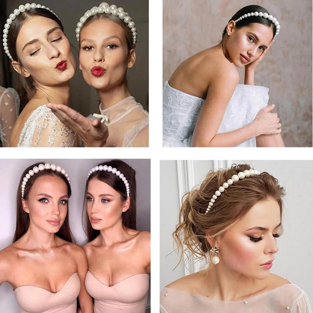 Повязка на голову с большим жемчугом Cheer Bow 2019 элегантная повязка женский