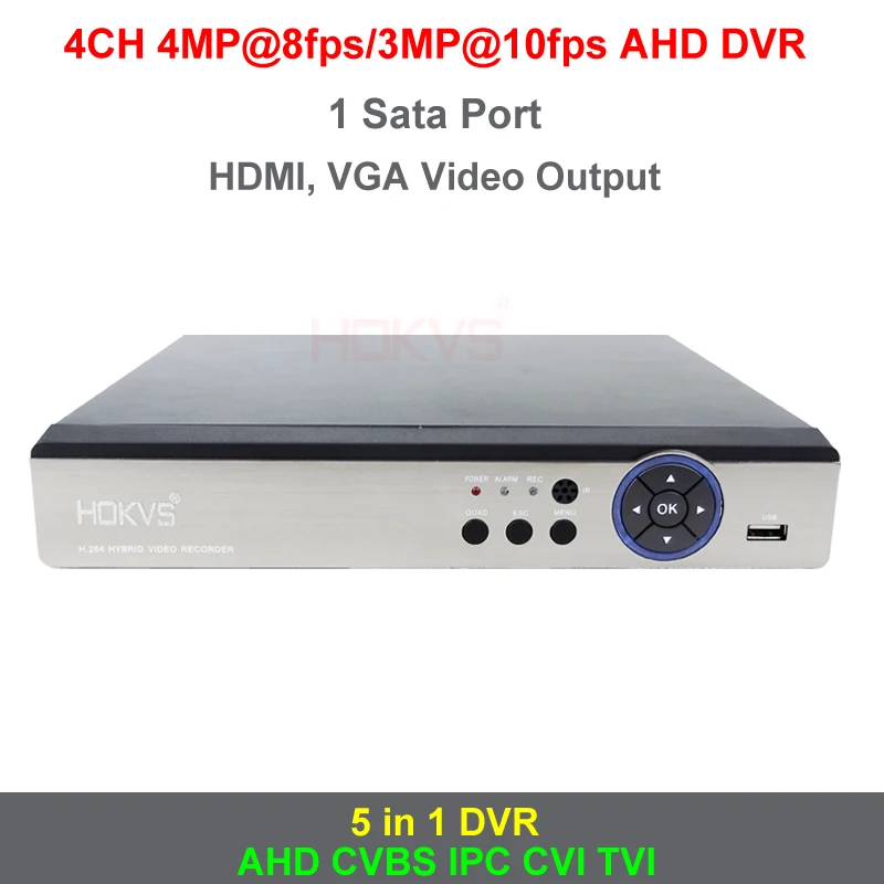 Hokvs 4ch 4mp 3mp DVR NVR AVR TVR cvr AHD h цифрового видео Регистраторы HDMI HD для CVBS TVI IP CVI сеть