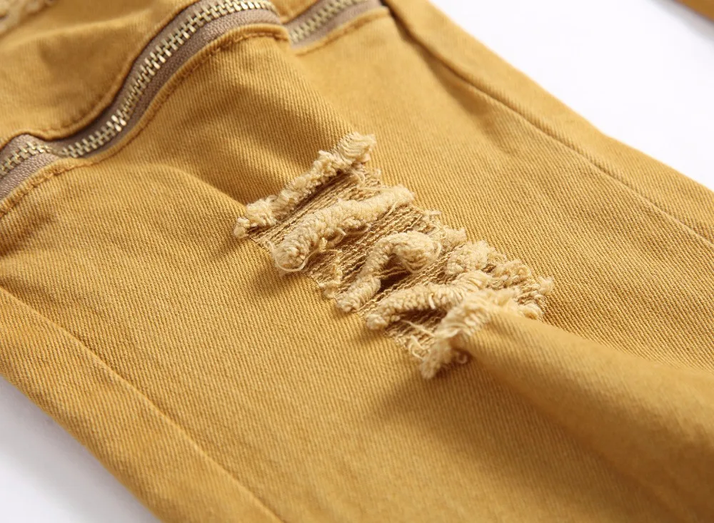 Новинка 2018 модные мужские джинсы цвета хаки облегающие мягкие на молнии до