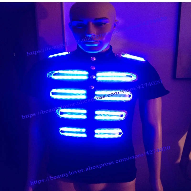 Мужские робот красочные светодиодные фонари световой костюм с подсветкой dj