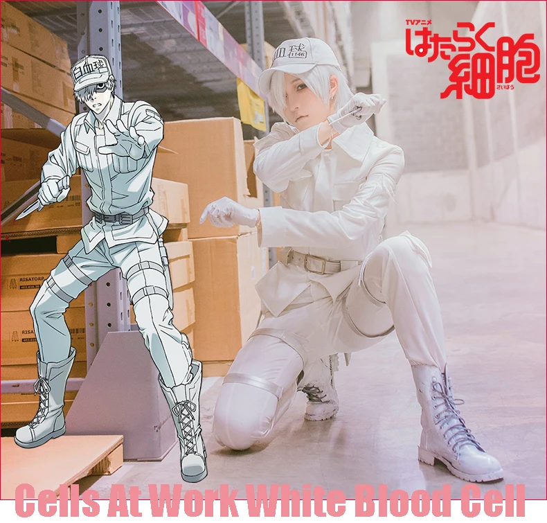 Новый костюм для косплея Hataraku Saibou Cells работы лейкоцит Хэллоуина карнавала белая