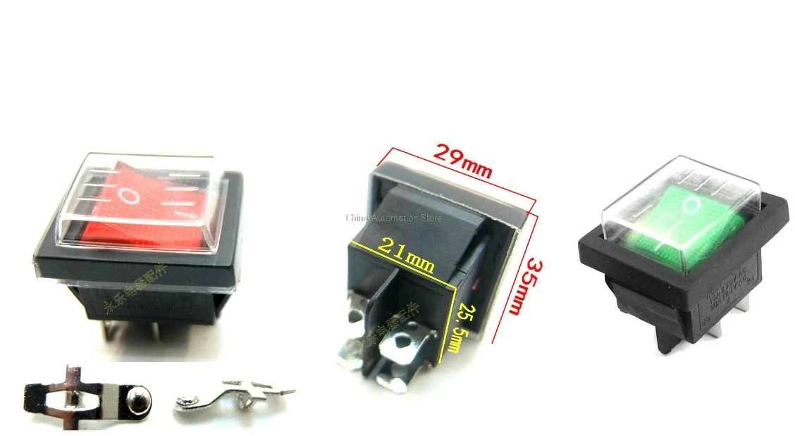 5pcs KCD4 DPST 2 Position 4 Pin Green Red Button Waterproof Boat Rocker Switches | Обустройство дома