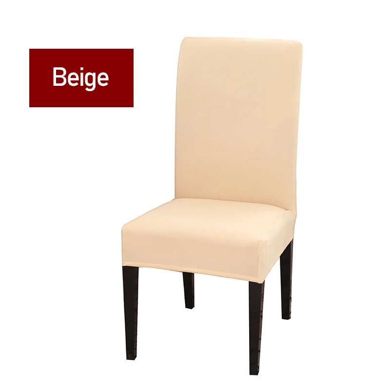 Beige Серый сплошной цвет спандекс эластичный чехол на стул обеденный съемный чехол на сиденье пылезащитные чехлы на стулья для свадьбы - Цвет: Beige