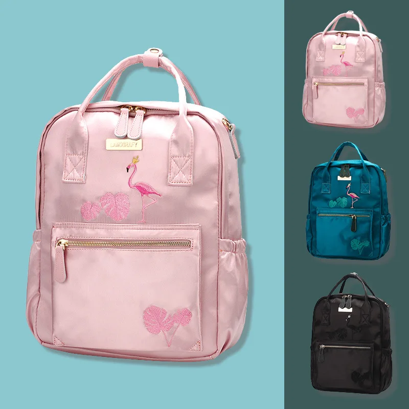 Pearlescent Fabric Mom Backpack Baby Diaper Bag Embroidery Pattern Maternity Nappy Organizer For Mommy Travel | Мать и ребенок