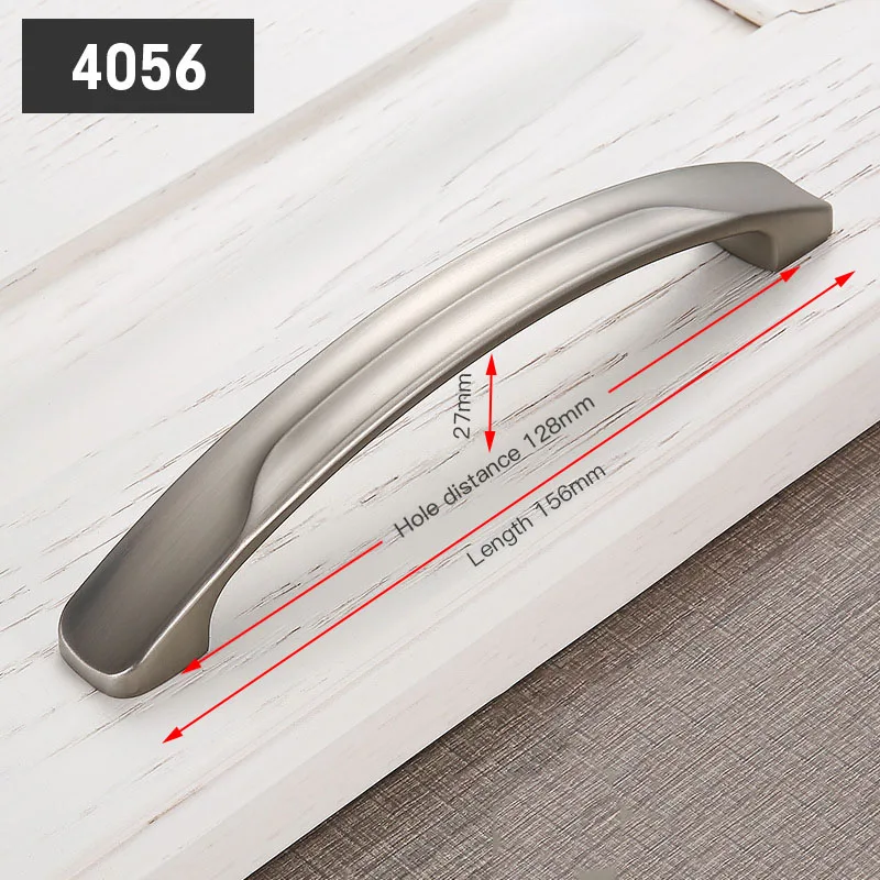 Handle-4056-128S KAK простые современные Серебристые дверные ручки из цинкового сплава элегантные ручки для выдвижных ящиков Ручки для кухонного шкафа оборудование для обработки мебели - Цвет: Handle-4056-128S