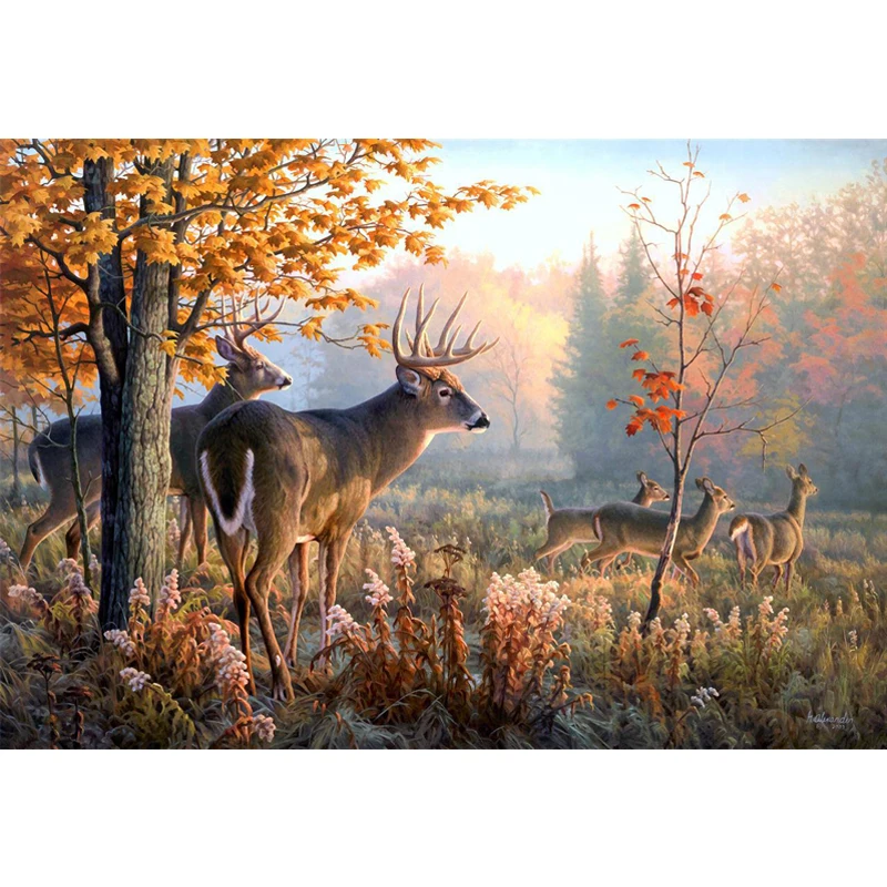 

5D DIY Full Drill Diamond Painting Cross Stitch Sika Deer Pattern Mosaic Decorative Painting Diamond Painting Stickers