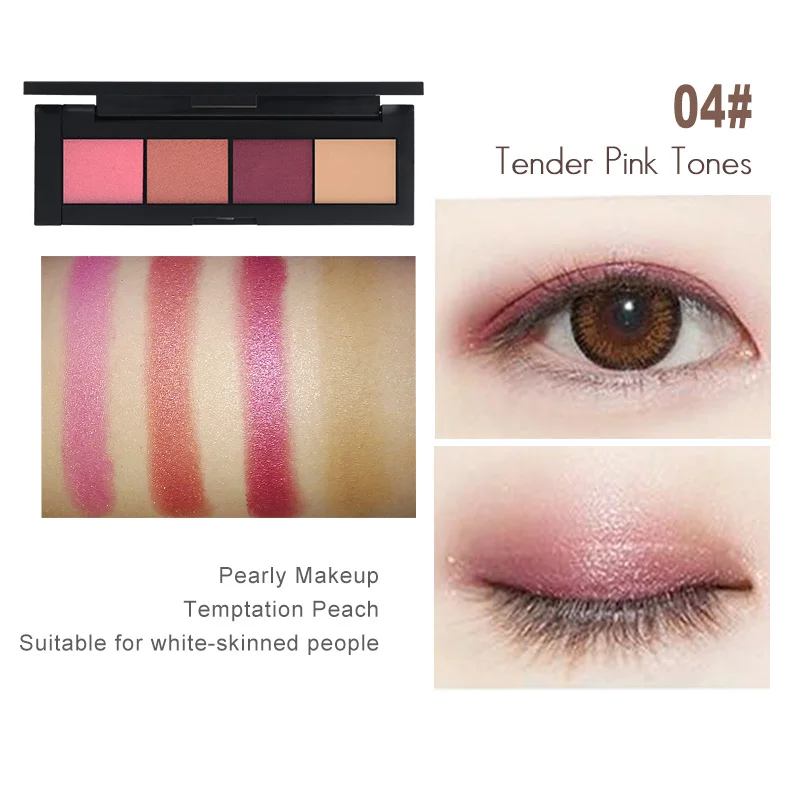 4colors Eye Shadow HENLICS, обнаженные тени для век, 4 цвета, палитра для макияжа, водостойкая, профессиональная, матовая, Мерцающая пигментированная пудра для теней - Цвет: 4colors Eye Shadow
