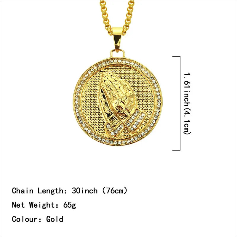 Стильное ожерелье с круглым кулоном в стиле хип-хоп для женщин и мужчин колье