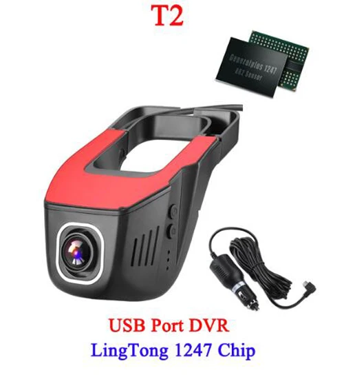 T2 WHEXUNE видеорегистратор для автомобиля, камера Wifi, видеорегистратор FHD 1080P Novatek 96658, sony IMX323, мини видеорегистратор с двумя объективами, 170 градусов, ночное видение - Название цвета: T2