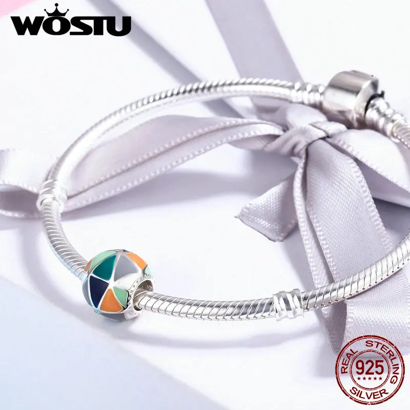 WOSTU, новая коллекция, 925 пробы, серебряные, художественные, геометрические, треугольные, эмалированные бусины, подходят к оригинальному WST, браслеты с подвесками, ювелирные изделия, FIC304
