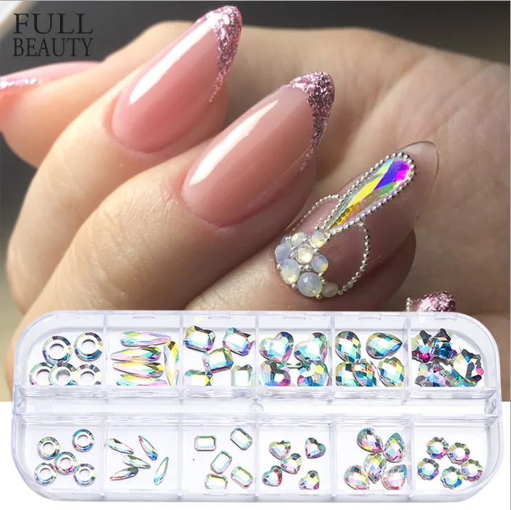 Высокое качество симфония AB форма алмазная капля любовь полый пирсинг для ногтей