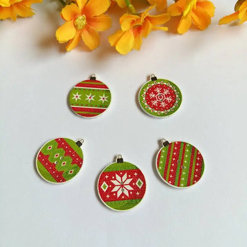 50 шт. Новогодние декоративные материалы рождественские деревянные пуговицы для