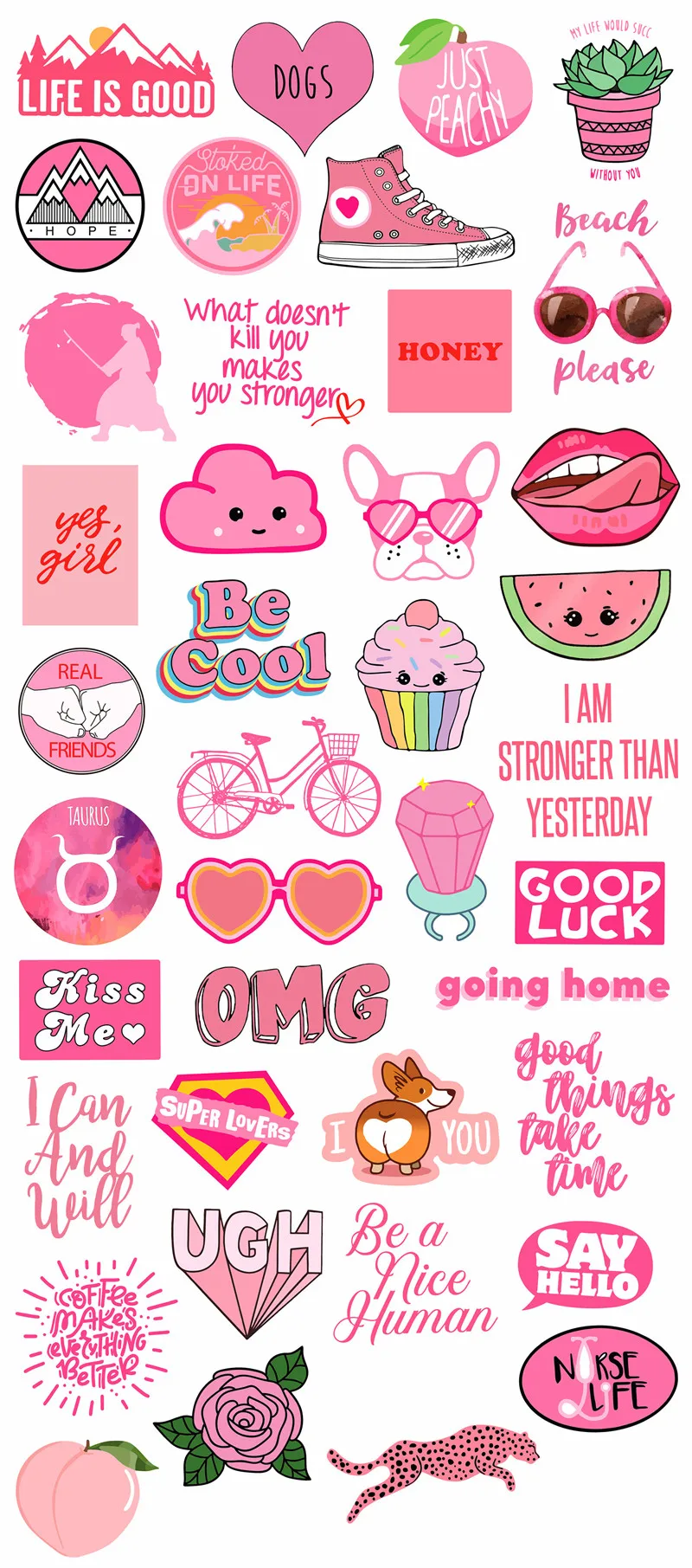 40 шт. ПВХ водонепроницаемые девушки Kawaii розовые компьютерные наклейки для чемодана мото автомобиля наклейки на холодильник украшения наклейки для ноутбука