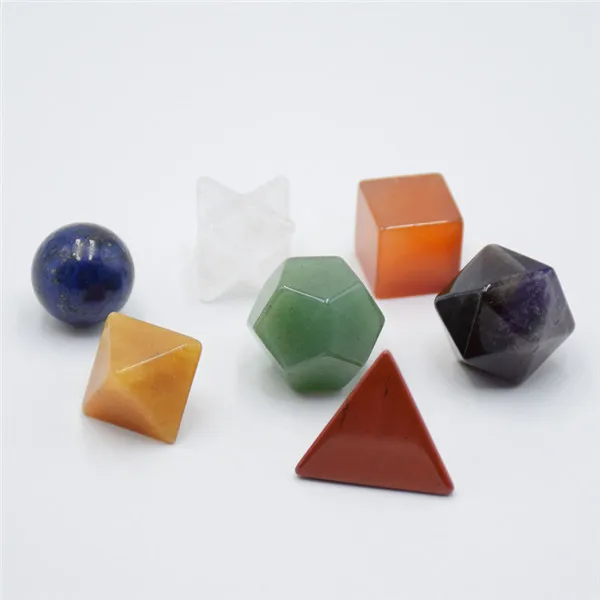 7 Chakra set Натуральный 7 шт белый розовый Quartzs Меркаба звезда камень излечиваюший чакры Кристалл Plantonic Твердые тела набор циркулей украшения дома - Окраска металла: 7 Chakra set