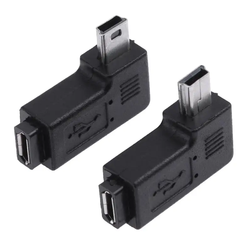 

2Pcs Micro USB Female to Mini USB Male Adapter Mini USB Female to Micro USB Male Connector Left/Right Angle 90 Degree L Shaped