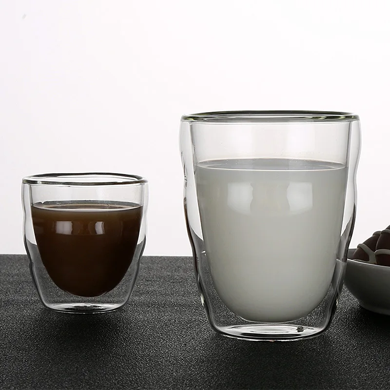 Европейская кофейная кружка креативная двойная чашка прозрачная стеклянная